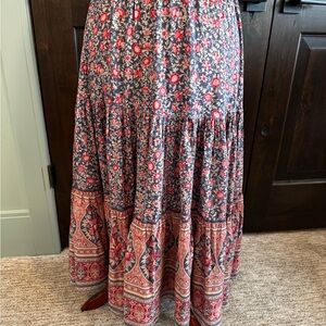 Spell Floral Bohemian Maxi Skirt - Red and Blue